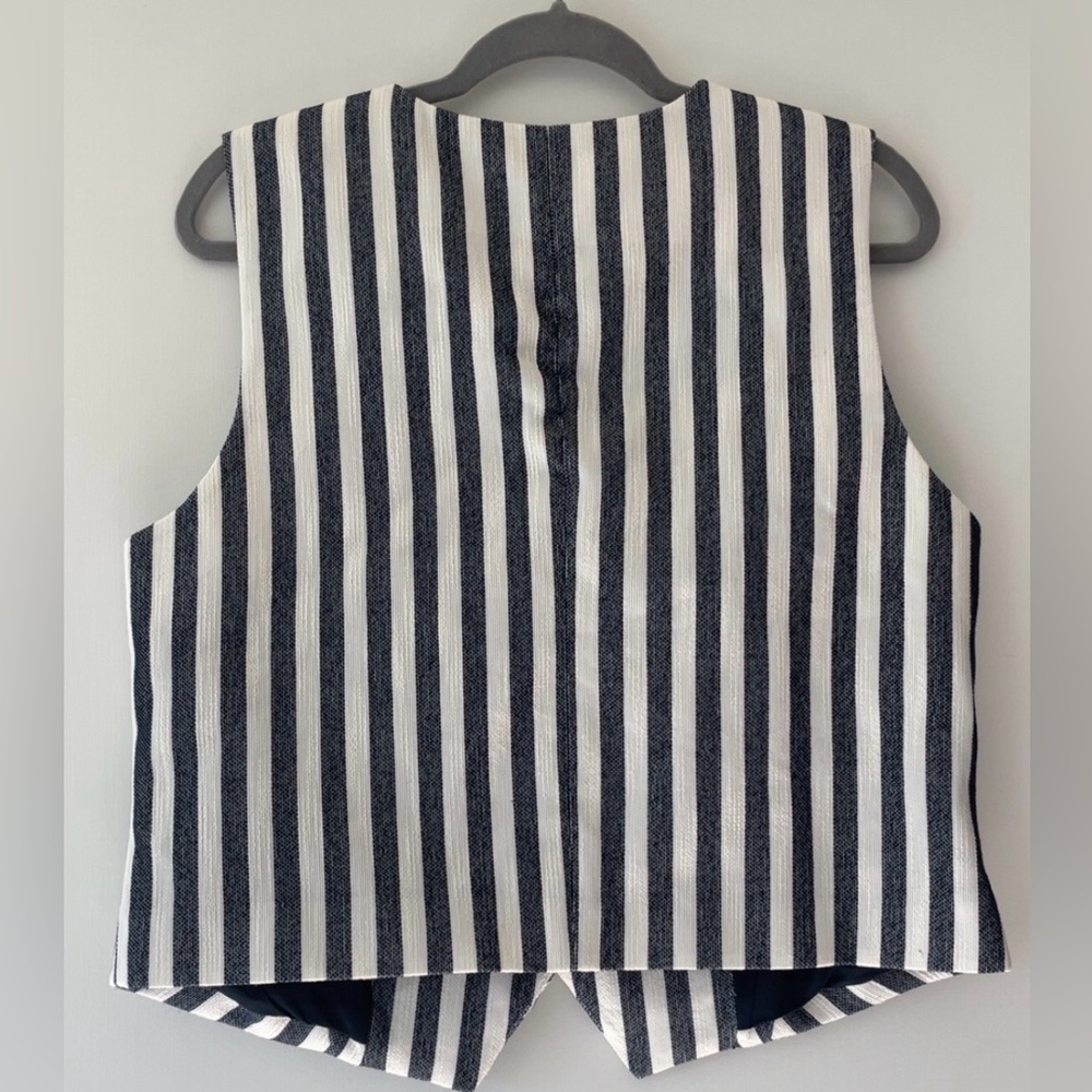 LOFT Navy and White Striped Vest L - Picture 4 of 6